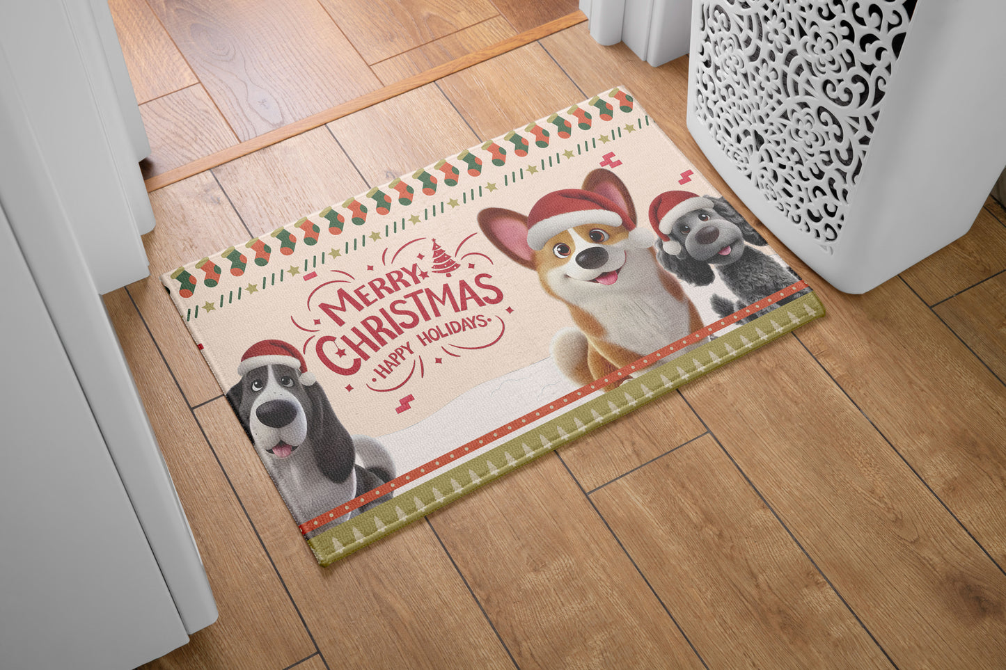 Merry Xmas Dog Lover Doormat, Dog Personalized Home Decor Mat, Xmas Gift For Pet Owners, Pet Lovers Gift Idea