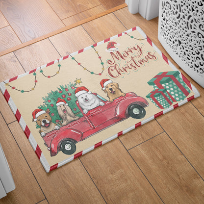 Merry Christmas Dog Mom Doormat, Dog Personalized Home Decor Mat, Xmas Gift For Pet Owners, Pet Lovers Gift Idea