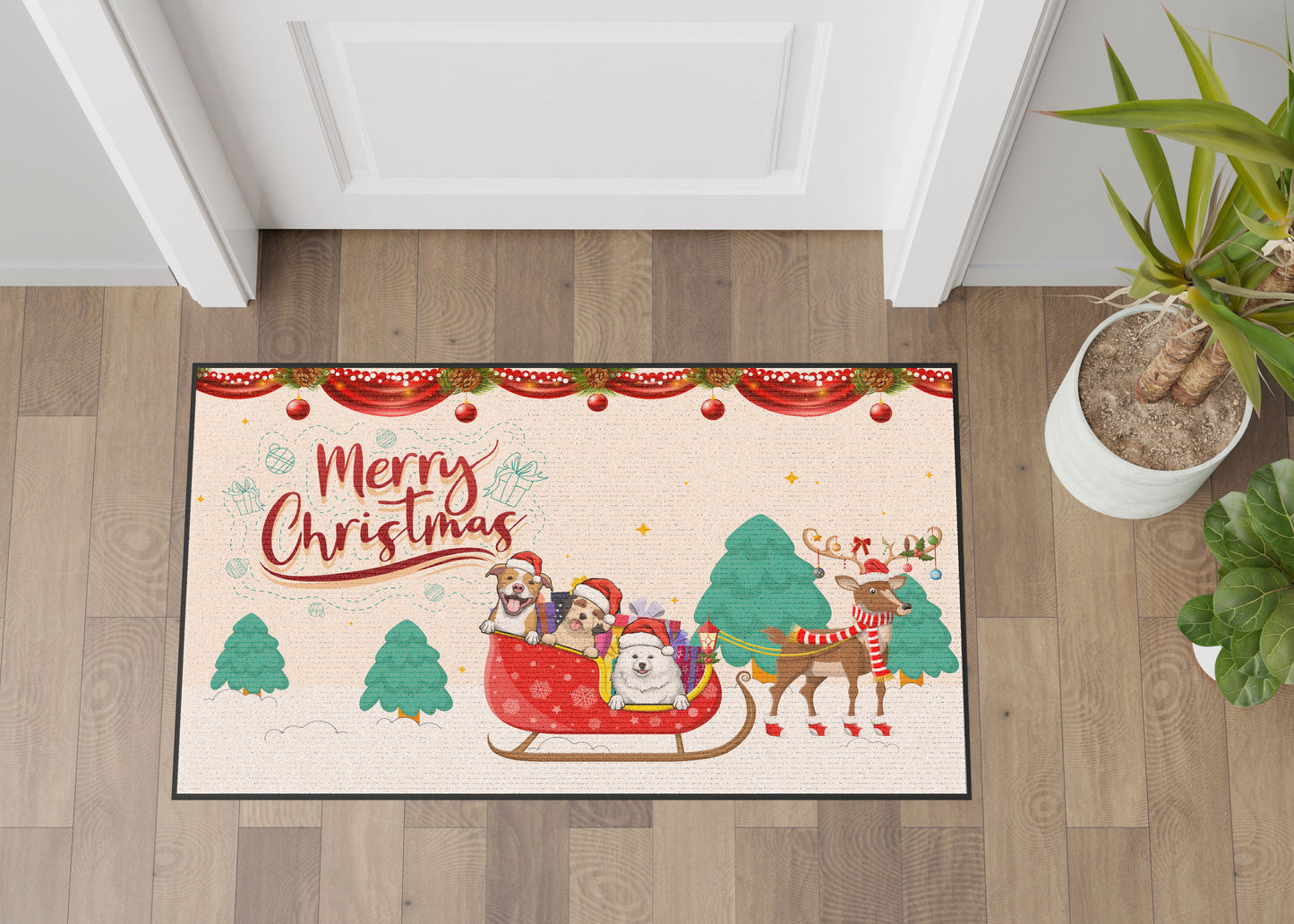 Dog Lover Merry Christmas Doormat, Dog Personalized Home Decor Mat, Xmas Gift For Pet Owners, Pet Lovers Gift Idea