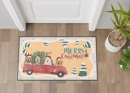 Merry Christmas Dog Parents Doormat, Dog Personalized Home Decor Mat, Xmas Gift For Pet Owners, Pet Lovers Gift Idea