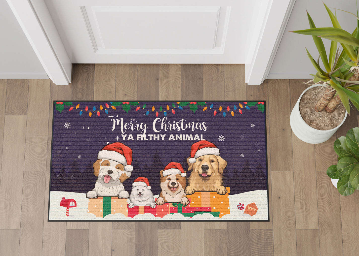 Merry Christmas Dog Mom Home Doormat, Dog Personalized Home Decor Mat, Xmas Gift For Pet Owners, Pet Lovers Gift Idea