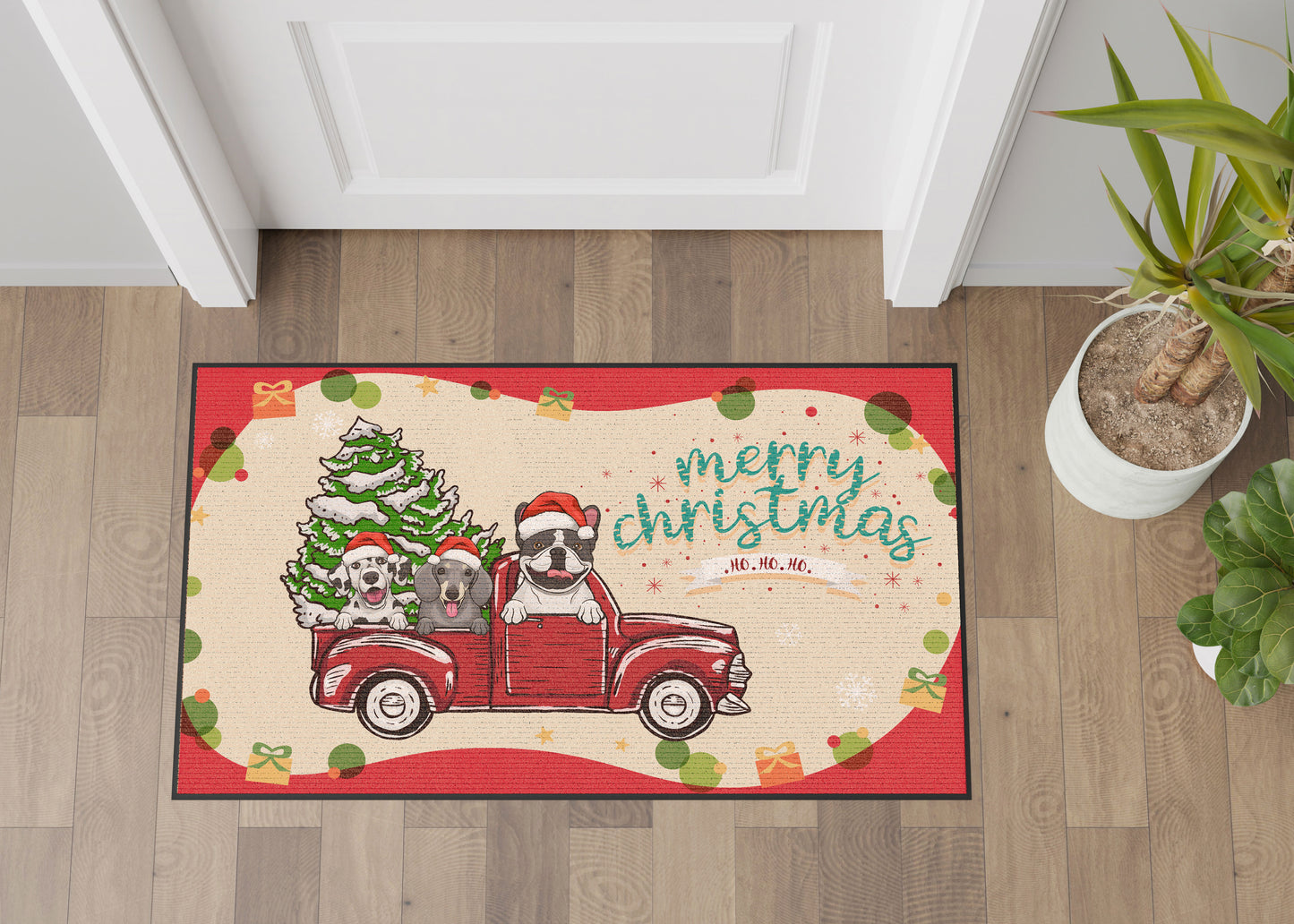 Merry Xmas Ho Ho Ho Dog Lover Doormat, Dog Personalized Home Decor Mat, Xmas Gift For Pet Owners, Pet Lovers Gift Idea