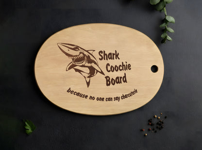 Shark Coochie Board - Funny Engraved Wooden Cutting Board for Kitchen Decor, Housewarming Gift for Him & Her