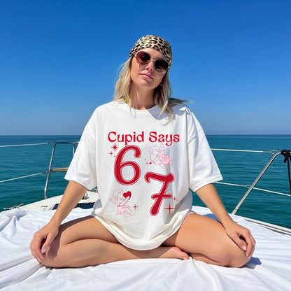 Cupid Days 67 Love v1 Graphic T-shirt, Funny 6 7 Valentines Day T-shirt, Sweatshirt, Hoodie, 6 7 Funny Number Meme Valentines Day T-Shirt