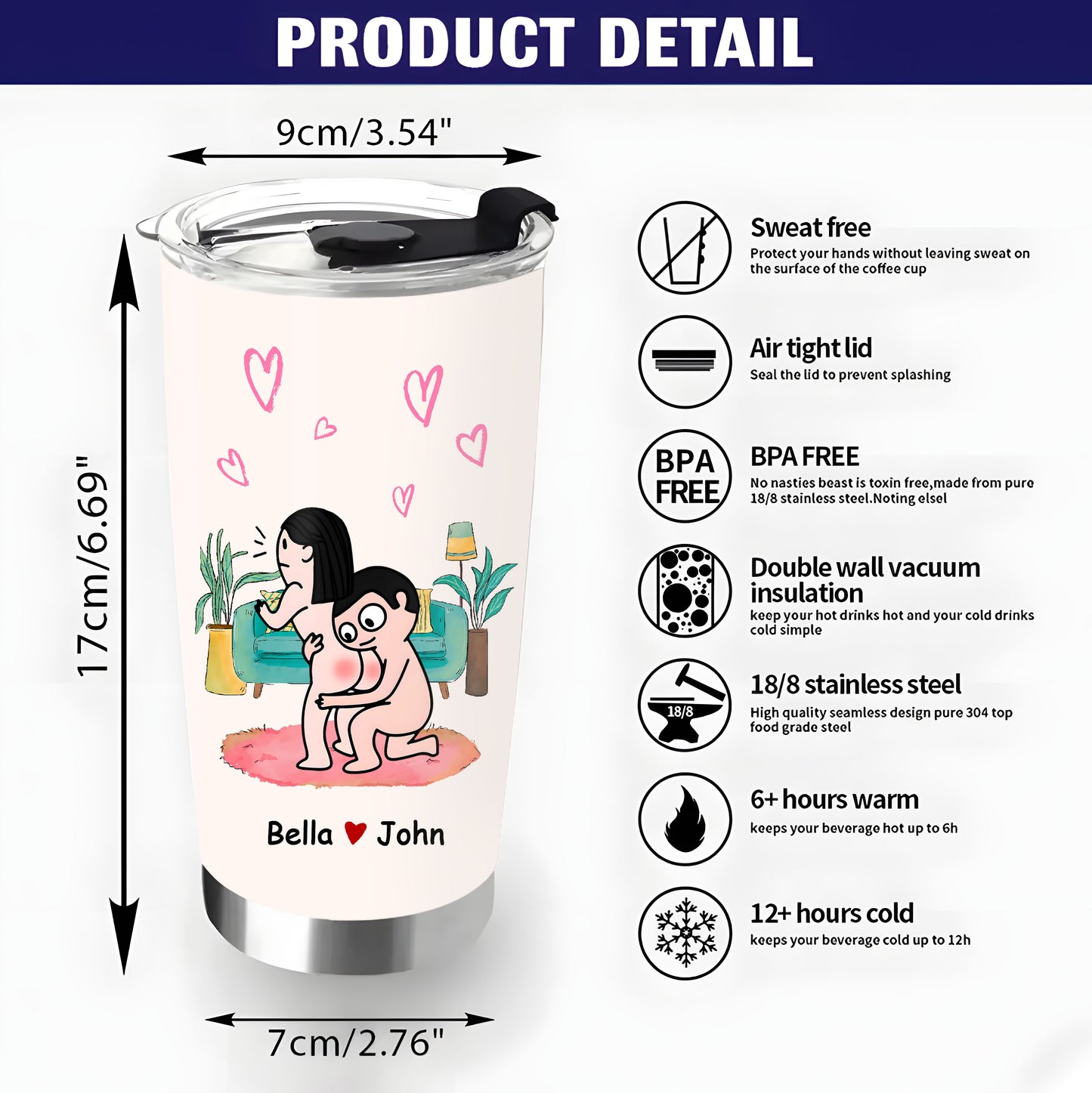 I Adore You 20oz Tumbler Cup With Romantic Couple - Personalized Gifts For Wife, Girlfriend