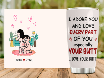 I Adore You 20oz Tumbler Cup With Romantic Couple - Personalized Gifts For Wife, Girlfriend