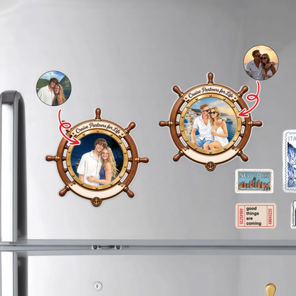 Custom Photo Cruise Ship Door Magnet - Personalized Summer Vacation And Travel Gifts For Husband And Wife, Him And Her, Cruise Lovers - Making Waves With You