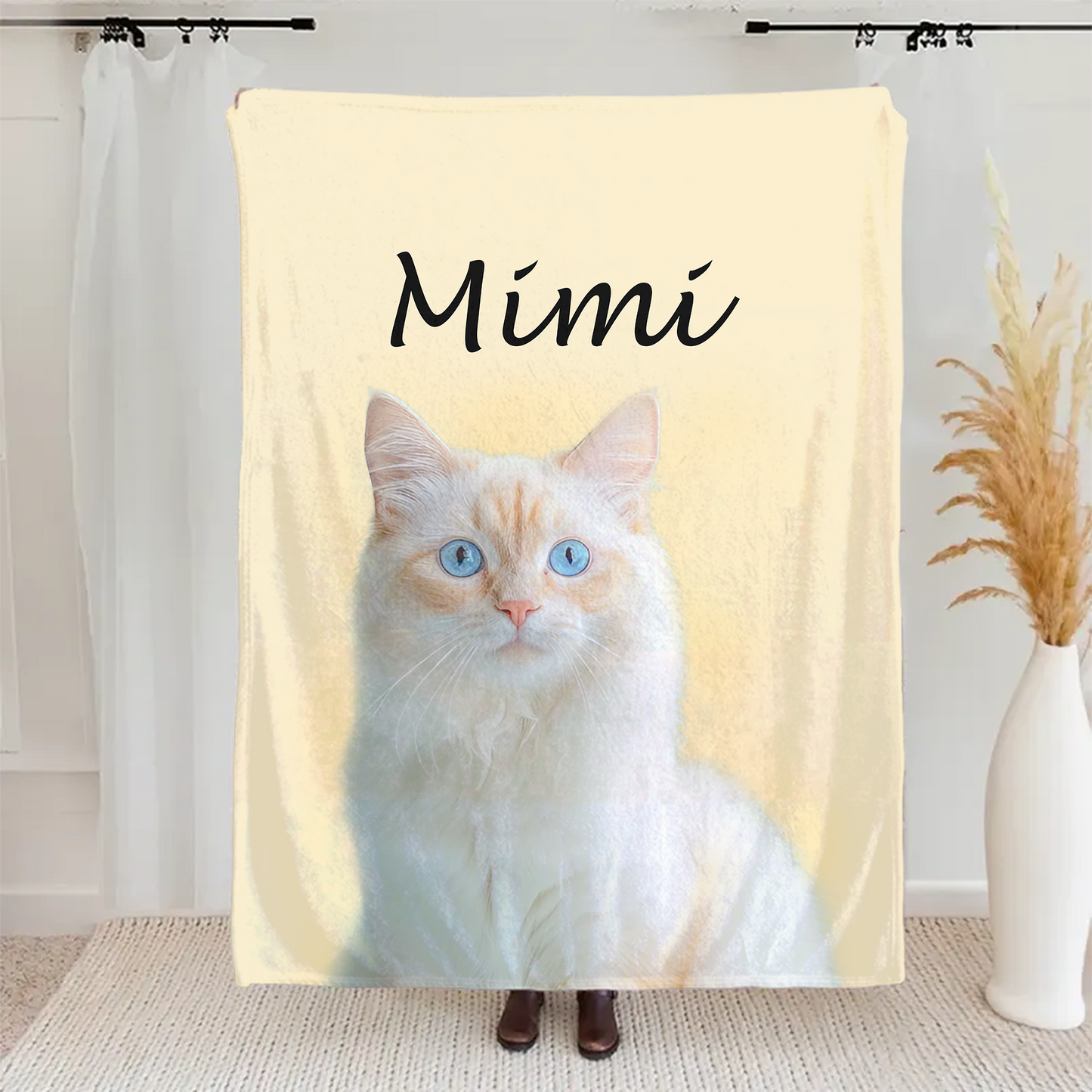 Custom Pet Photo Blanket, Personalized Dog Portrait Blanket, Pet Memorial Gift, Cat Picture Blanket