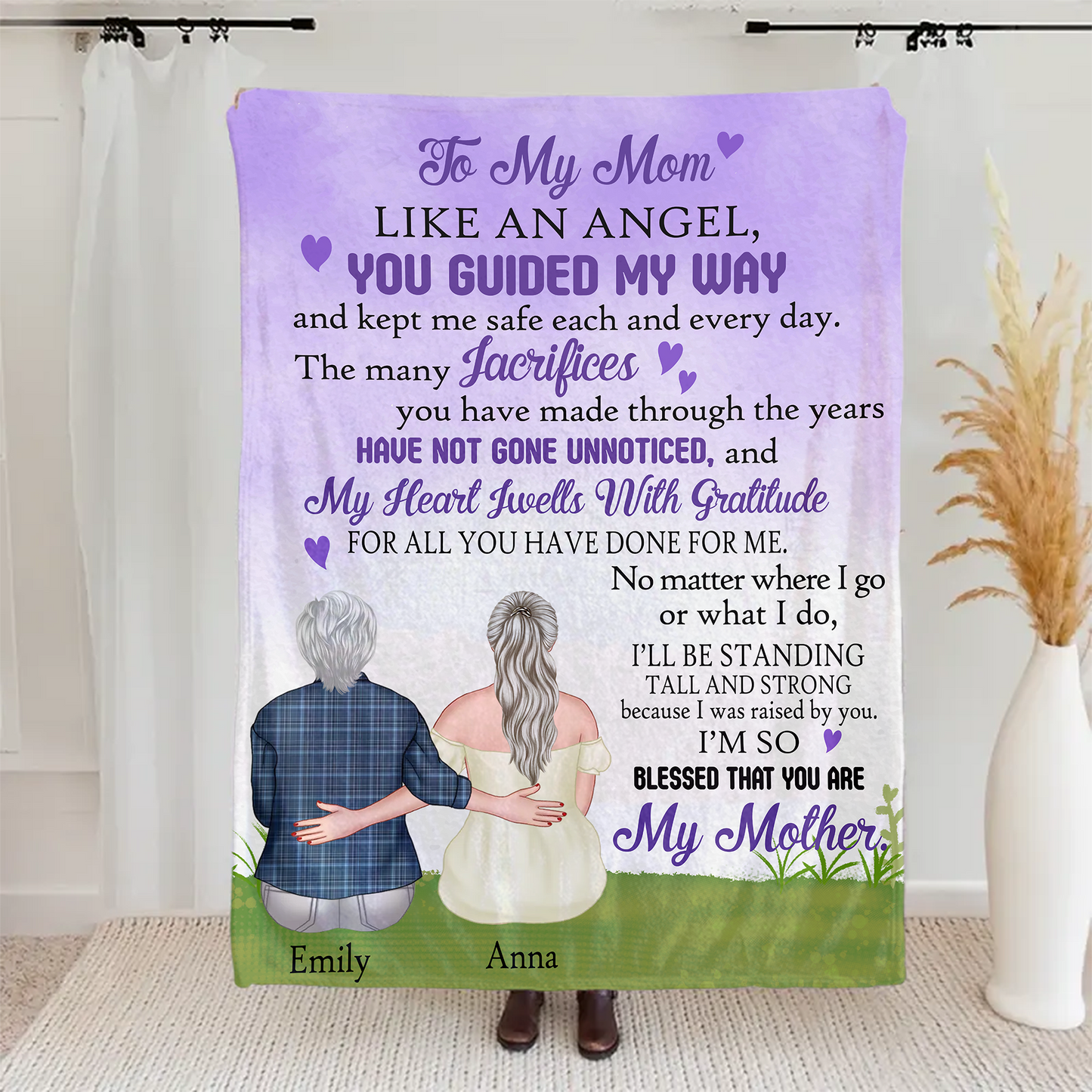 To My Mom Like An Angel - Personalized Blanket, Gift for Mom, Mother's Day Blanket