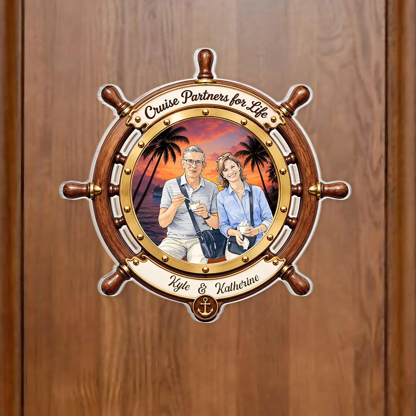 Custom Photo Cruise Ship Door Magnet - Personalized Summer Vacation And Travel Gifts For Husband And Wife, Him And Her, Cruise Lovers - Making Waves With You