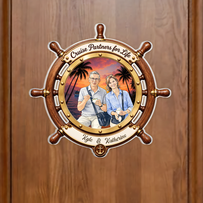 Custom Photo Cruise Ship Door Magnet - Personalized Summer Vacation And Travel Gifts For Husband And Wife, Him And Her, Cruise Lovers - Making Waves With You
