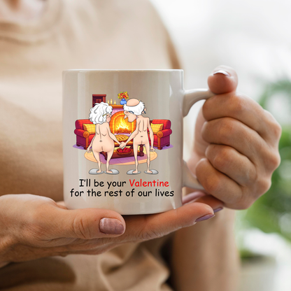 Personalized Funny Old Couple Ceramic Mug - Christmas Gift Idea For Couple - Chest And Nuts Roasting By An Open Fire