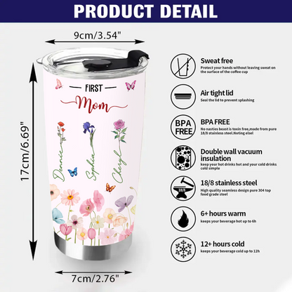 First Mom Now Grandma - Personalized 20oz Tumbler, Gift for Nana Grandma, Mother's Day Gift Tumbler