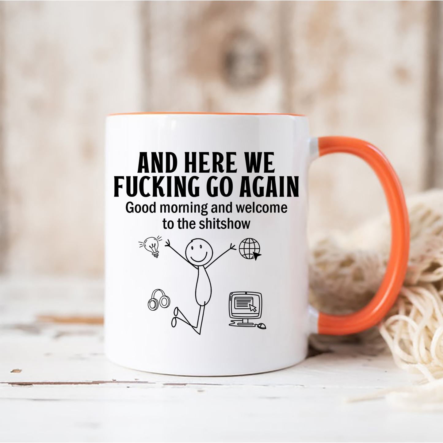 Here We Go Again Accent Mug, Welcome To The Shitshow Coffee Mug, Gift for Co-worker, Office Coffee Mug