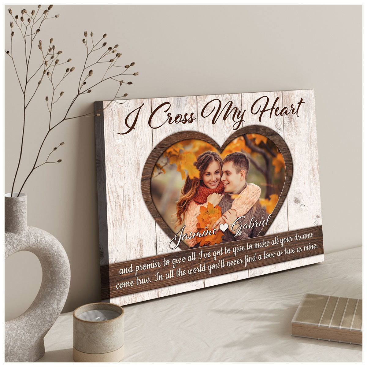 Personalized Couple Photo Canvas Wall Art Loving Wedding Anniversary Gift