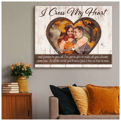 Personalized Couple Photo Canvas Wall Art Loving Wedding Anniversary Gift