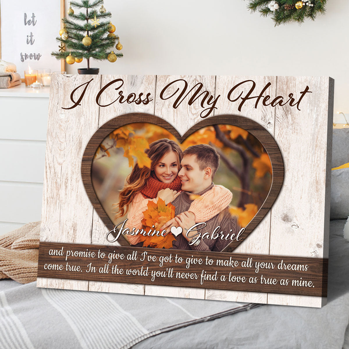 Personalized Couple Photo Canvas Wall Art Loving Wedding Anniversary Gift