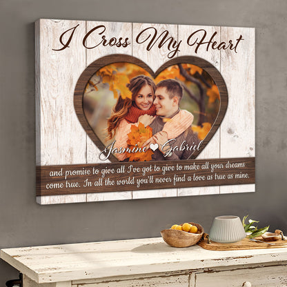 Personalized Couple Photo Canvas Wall Art Loving Wedding Anniversary Gift