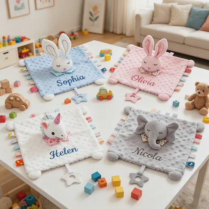 Personalized Baby Animal Comforter with Name
