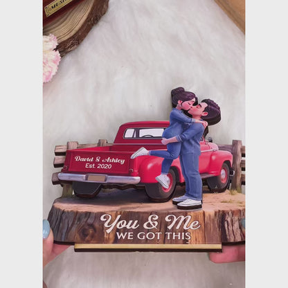 Romantic Couple Pickup Truck You & Me We Got This - Personalized 2-Layered Wooden Plaque - Anniversary Gift, Wedding Gift For Couple, Farmhouse Decor