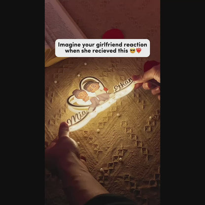 Y2K Couple Heart Shape With Names - Personalized Photo Night Light Box - Unique Gift For Him, Gift For Her