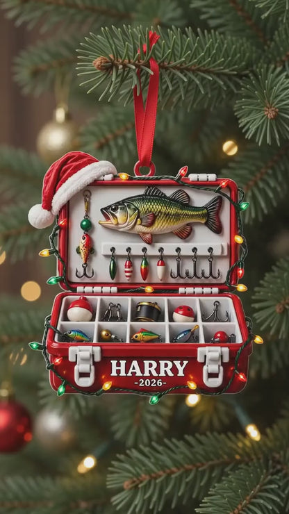 Personalized 3D Fishing Tackle Box Ornament, Fishing Gift for Dad