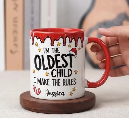 Personalized “Who Makes the Rules?” Ceramic Mug – Custom Sibling Gift