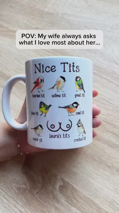 Personalized Set - Funny Ceramic Mug - Nice Tits - Funny Bulk Gifts, Exchange Gift For Wife - Personalized Mug