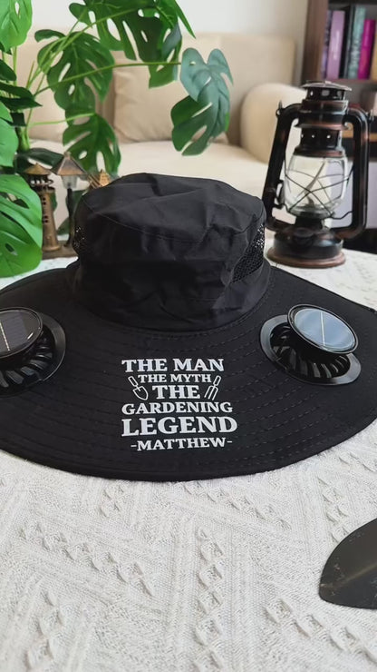 The Man, The Myth, The Gardening Legend - Personalized Solar Fan Hat