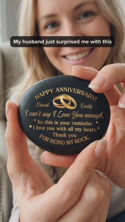 Custom Printed Rock - Personalized Anniversary Wedding Gifts For Husband And Wife, Him And Her - Our Love Blossoms Through Time