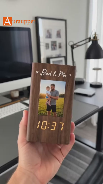 [Enter code: FREE SHIPPING at check out] Dad & Me - Personalized Pen Holder With Clock, Father's Day Gifts for Dad, Grandpa
