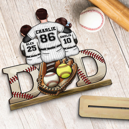 Sports Dad & Kids Personalized 2-Layer Standing Wooden Plaque, Father's Day Gift for Dad, Gift for Husband