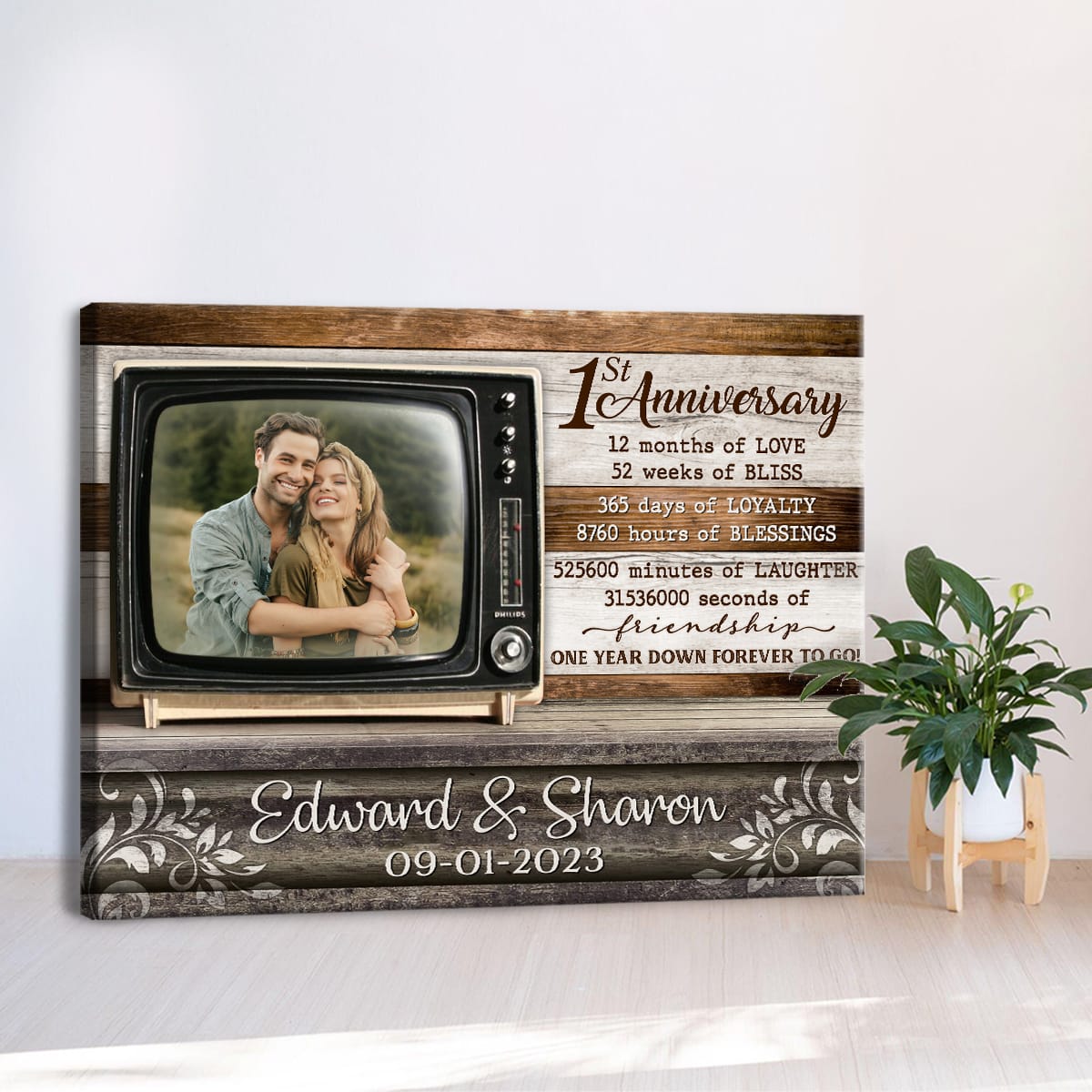 Meaningful Time Counting Anniversary Gift by Year For Couple Canvas Wall Art