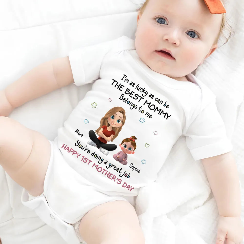 The Best Mommy Belongs To Me - Personalized Custom Baby Onesie, 1st Mother's Day Gift, Gift for Mom