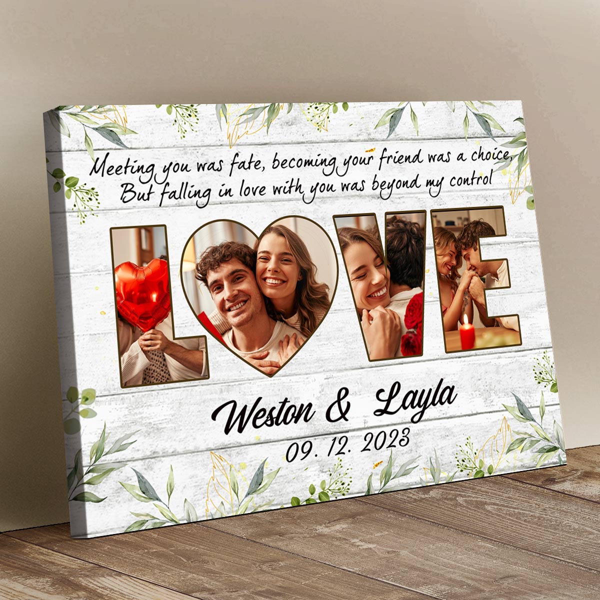 Customized Newlyweds Photo Collage Gift Couple Canvas Wall Art