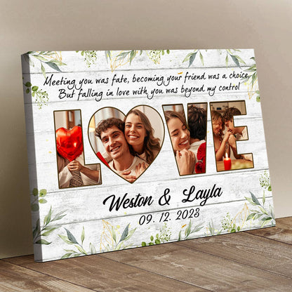Customized Newlyweds Photo Collage Gift Couple Canvas Wall Art
