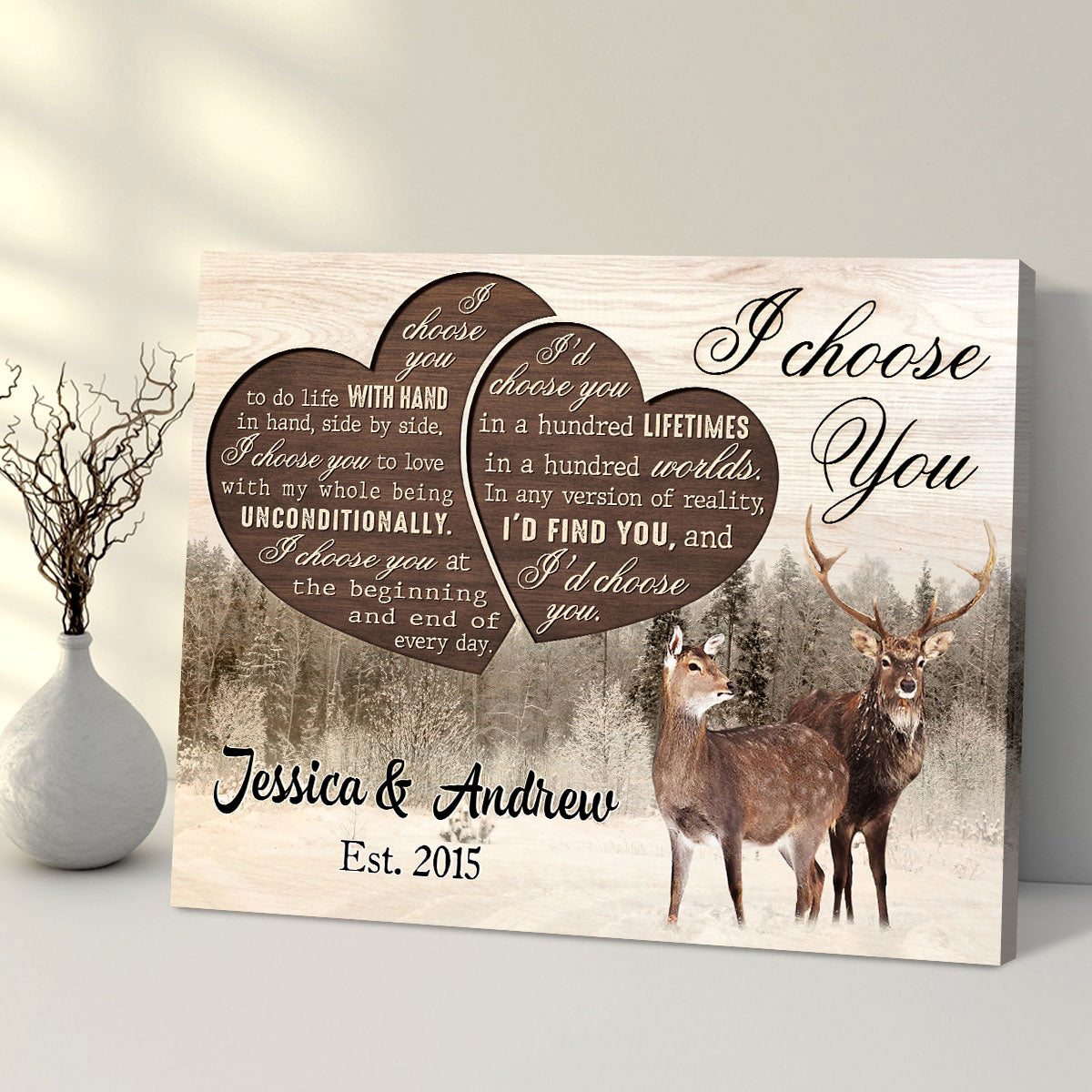 Personalized I Choose You Wedding Anniversary Canvas Wall Art Decor