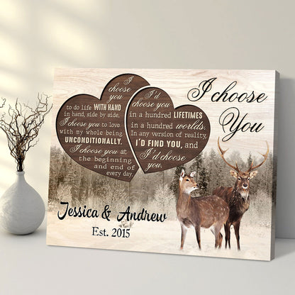 Personalized I Choose You Wedding Anniversary Canvas Wall Art Decor