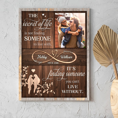 Sentimental Valentines Day Gift Idea Custom Couple Photo And Name Canvas Print