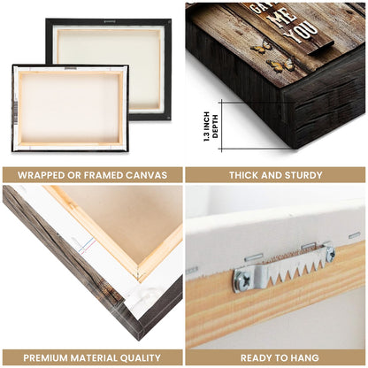 God Gave Me You – Personalized Rustic Wedding Gift Cross Design Canvas Wall Art