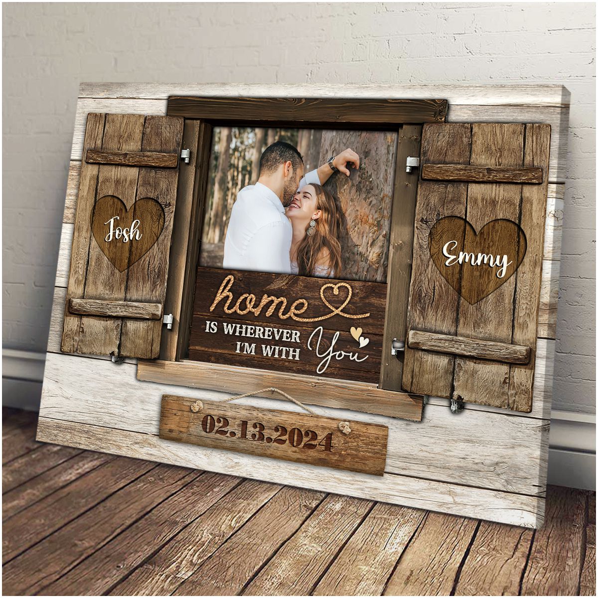 Home Is Wherever I’m With You Custom Window Frame Canvas Photo Print