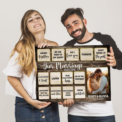 Our Marriage Recipe – Wedding Gift Rustic Custom Photo Canvas Wall Art