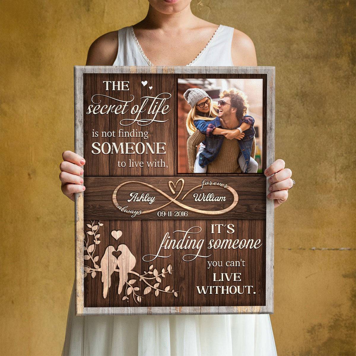 Sentimental Valentines Day Gift Idea Custom Couple Photo And Name Canvas Print