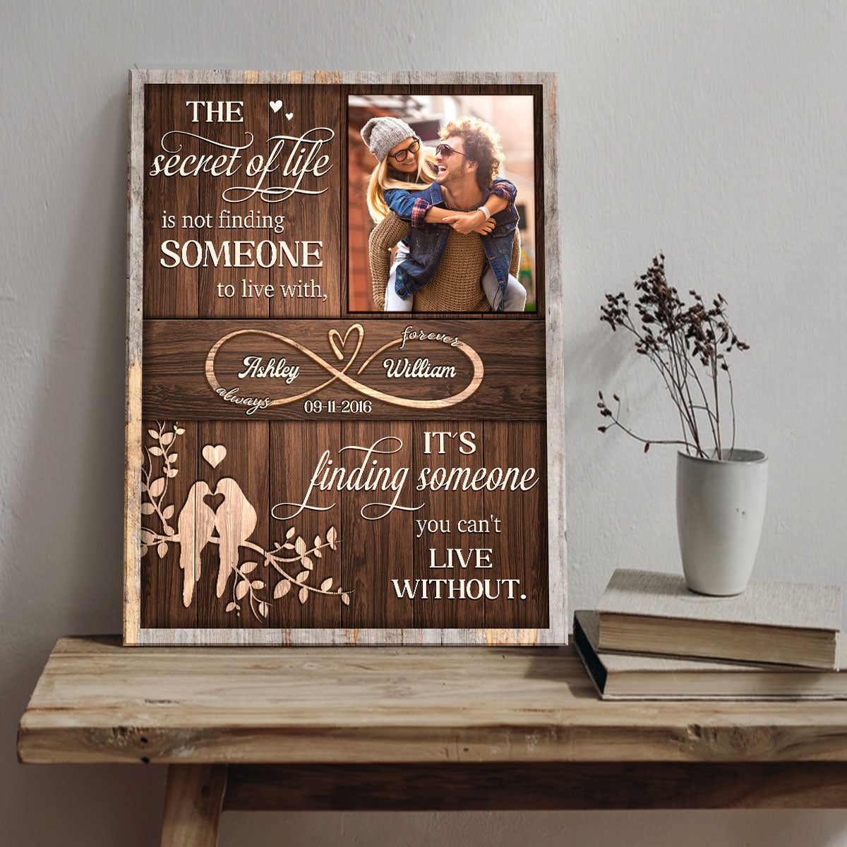 Sentimental Valentines Day Gift Idea Custom Couple Photo And Name Canvas Print