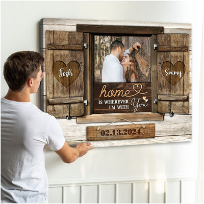 Home Is Wherever I’m With You Custom Window Frame Canvas Photo Print