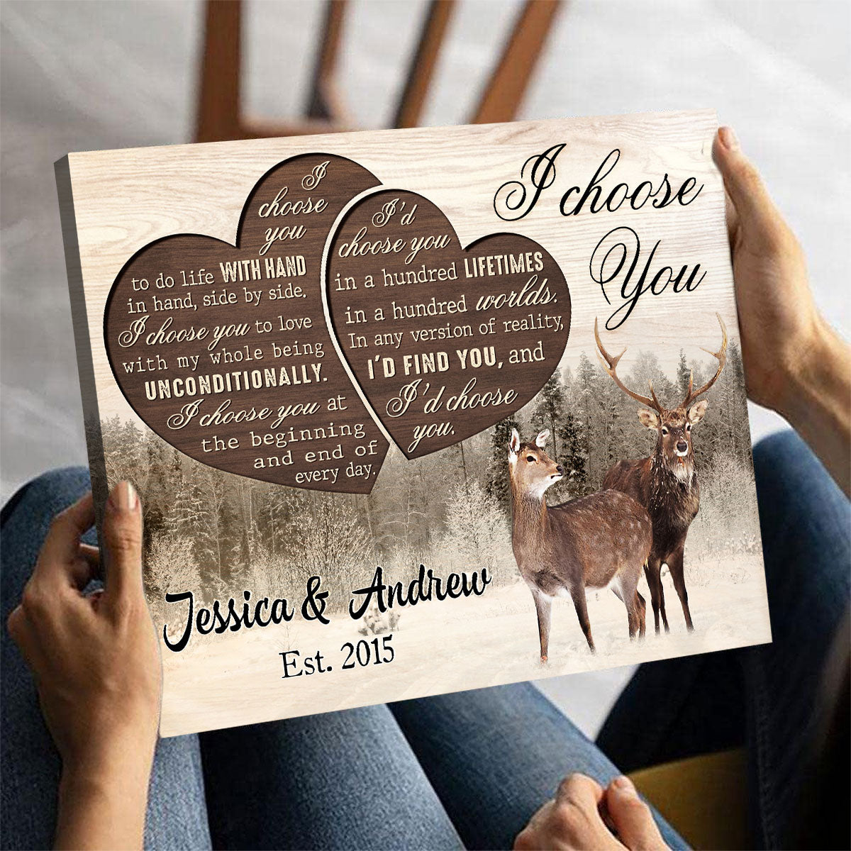 Personalized I Choose You Wedding Anniversary Canvas Wall Art Decor