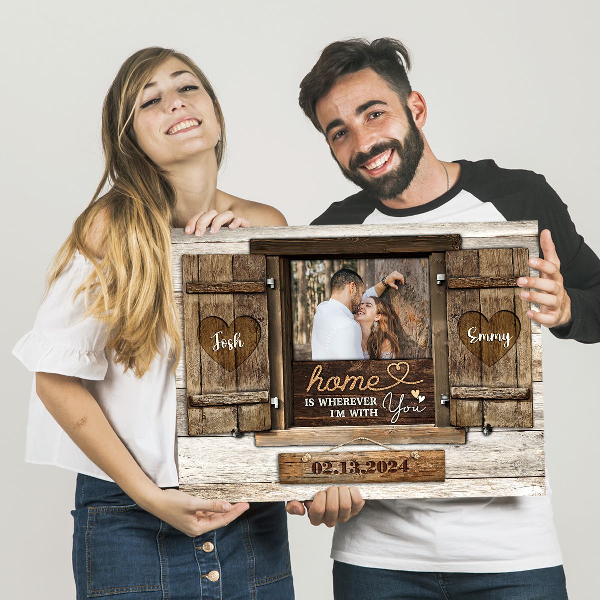 Home Is Wherever I’m With You Custom Window Frame Canvas Photo Print