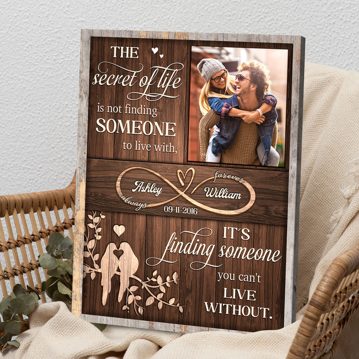 Sentimental Valentines Day Gift Idea Custom Couple Photo And Name Canvas Print