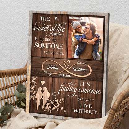 Sentimental Valentines Day Gift Idea Custom Couple Photo And Name Canvas Print