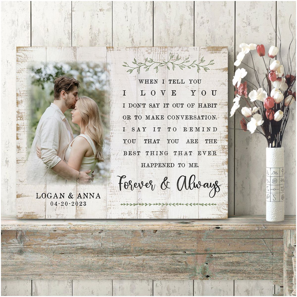 Celebrating The Love Story Custom Canvas Photo Print For Couple